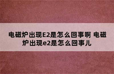 电磁炉出现E2是怎么回事啊 电磁炉出现e2是怎么回事儿